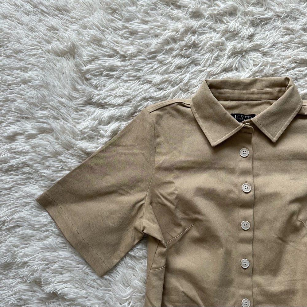 Jcrew Mini Shirtdress In Tailored Twill Coastal Khaki New With Tags Size 10 - Picture 6 of 12
